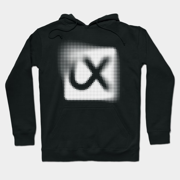 UX Halftone Logo (White) Hoodie by Grace McIsaac Designs